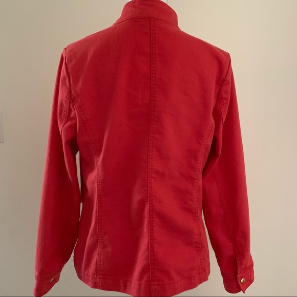 •Liz Claiborne• Coral Denim Zipper Jacket-Size XL - Picture 7 of 9